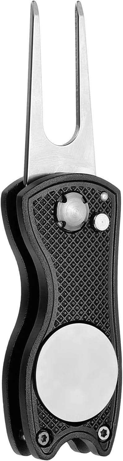 PATIKIL Golf Divot Repair Tool Foldable Metal Golf Green Divot Tool with Magnetic Ball Marker