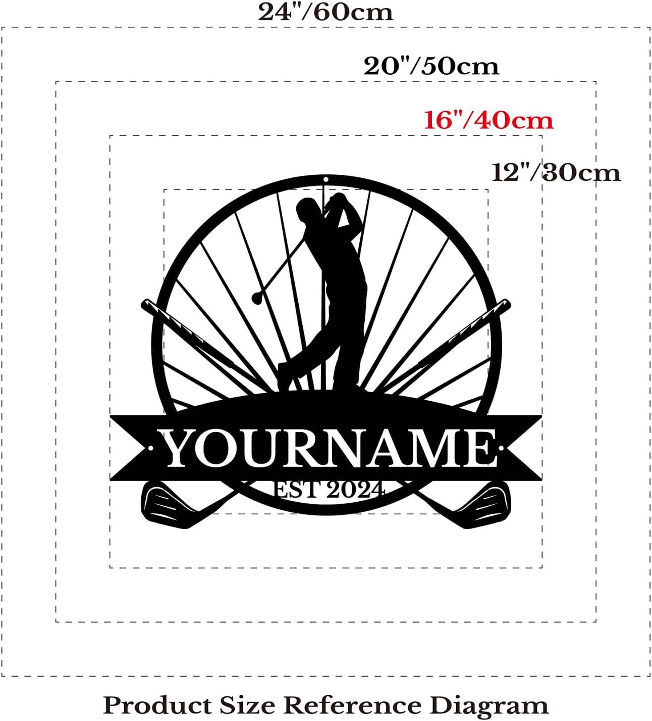 Generic Personalized Golf Name metal Signs,Custom Shed Metal Wall Decor,Black Metal Wall Art Decor,Home Metal Signs Plaques,Outdoor wall Decorative Signage (Style A)