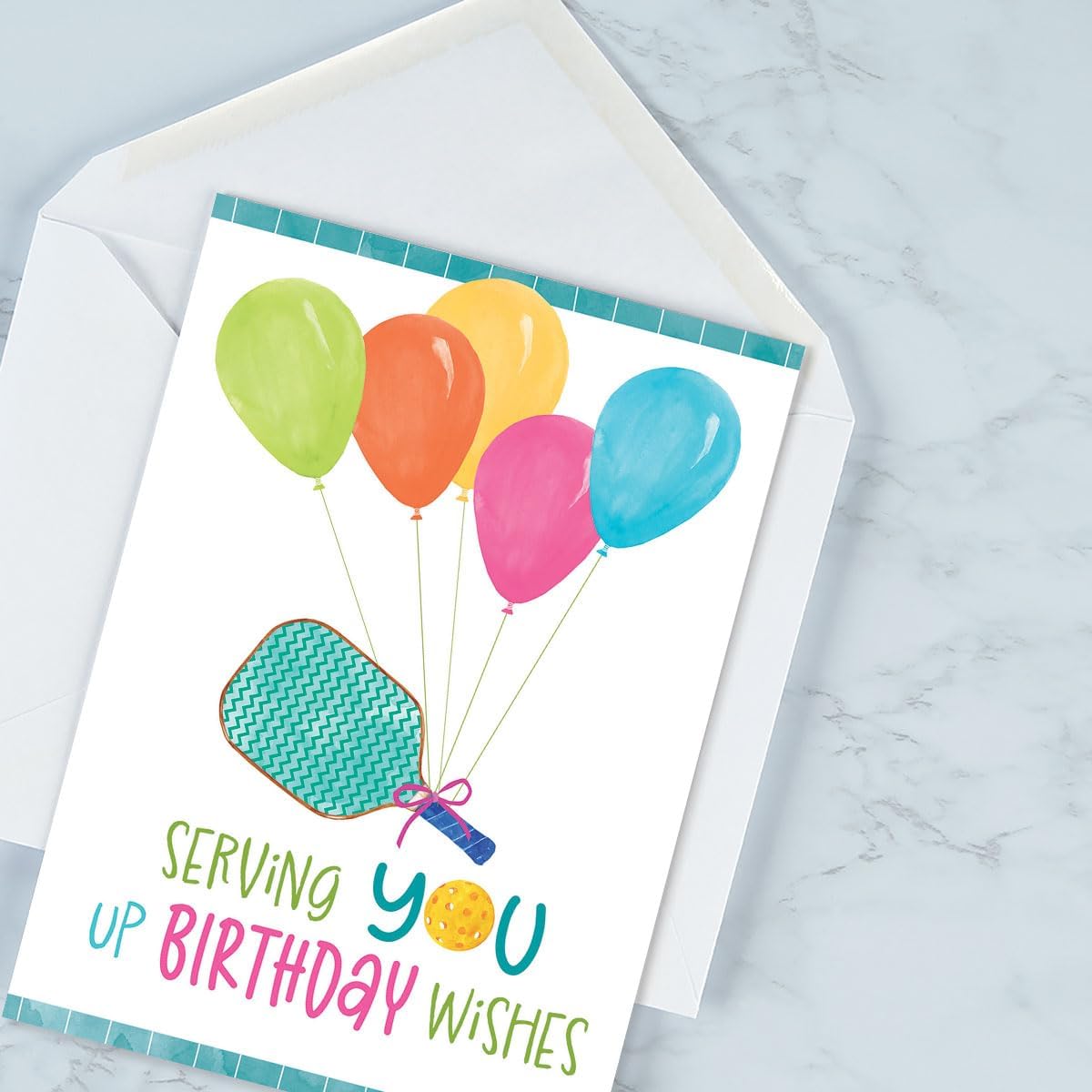 Current Pickleball Wishes Birthday Greeting Cards Value Pack - Set of 8, Single Design, Large 5 x 7 Inch Cards, Sentiments Inside, Envelopes Included