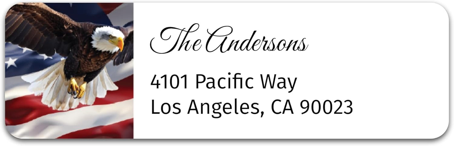 Personalized Patriotic Return Address Labels, Self-Adhesive Address Stickers on Sheets, 50-1000 Labels (Eagle)