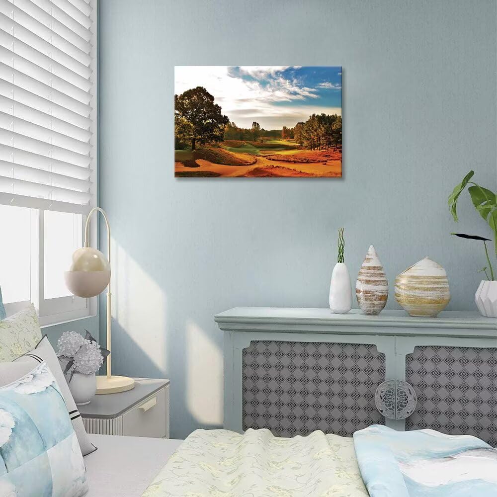 Tobacco Road Golf Course Wall Art for Living Room Bedroom Bathroom Home Decoration North Carolina Golf Course Picture Poster Framed Artwork Golf Canvas Prints Ready to Hang(24''H x 36''W)