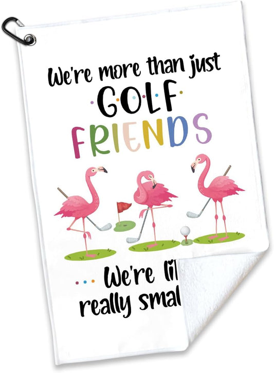 Polyester Cotton Blend Printed Golf Towel, Funny Flamingo Golf Accessory for Men Women, Golf Gift for Fan, Lover Birthday Gift