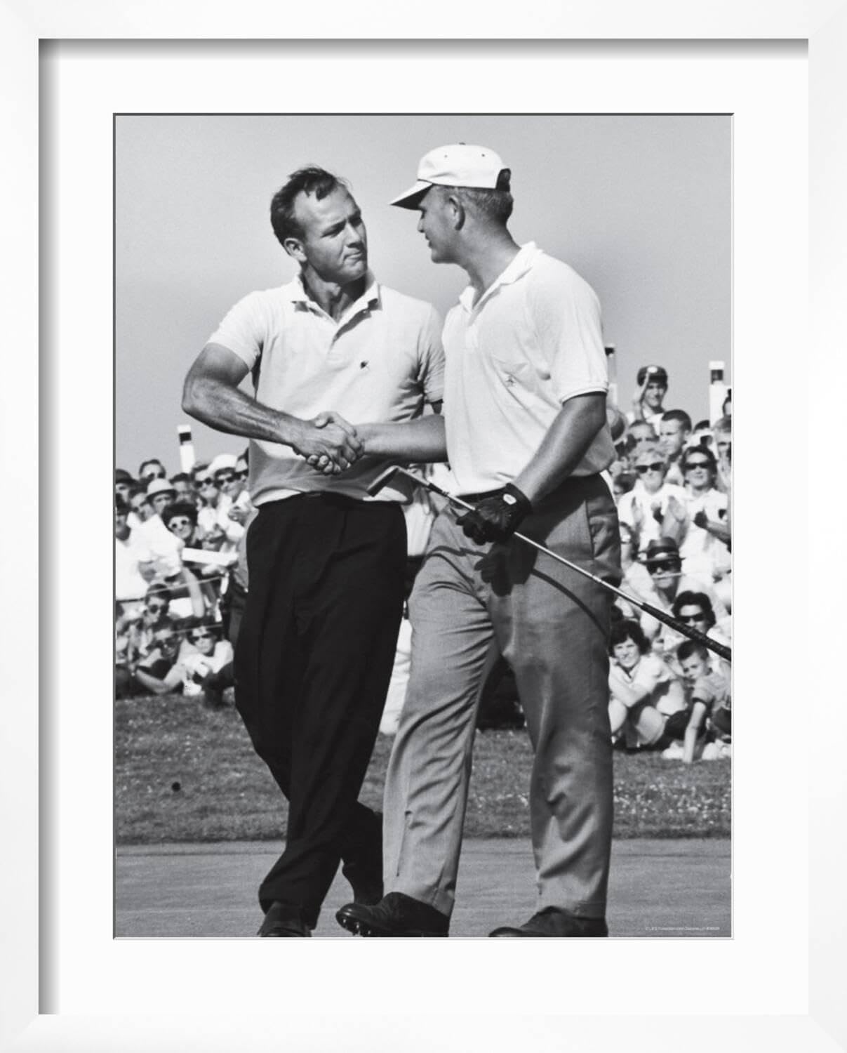 ART.COM Wall Premium Photographic Print Golfer Jack Nicklaus and Arnold Palmer During National Open Tournament on White Frame by John Dominis, 17" x 21"