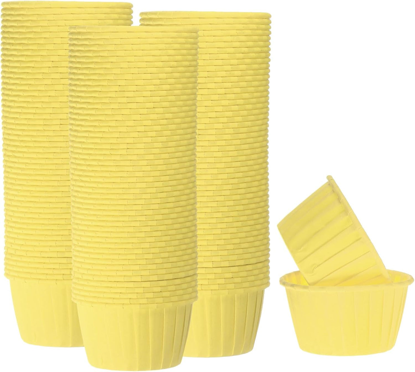 HARFINGTON 150Pcs Cupcake Baking Cups 3.5oz Standard Size Paper Cupcake Liners Greaseproof Wrappers Disposable for Wedding Birthdays Christmas Dessert, Yellow