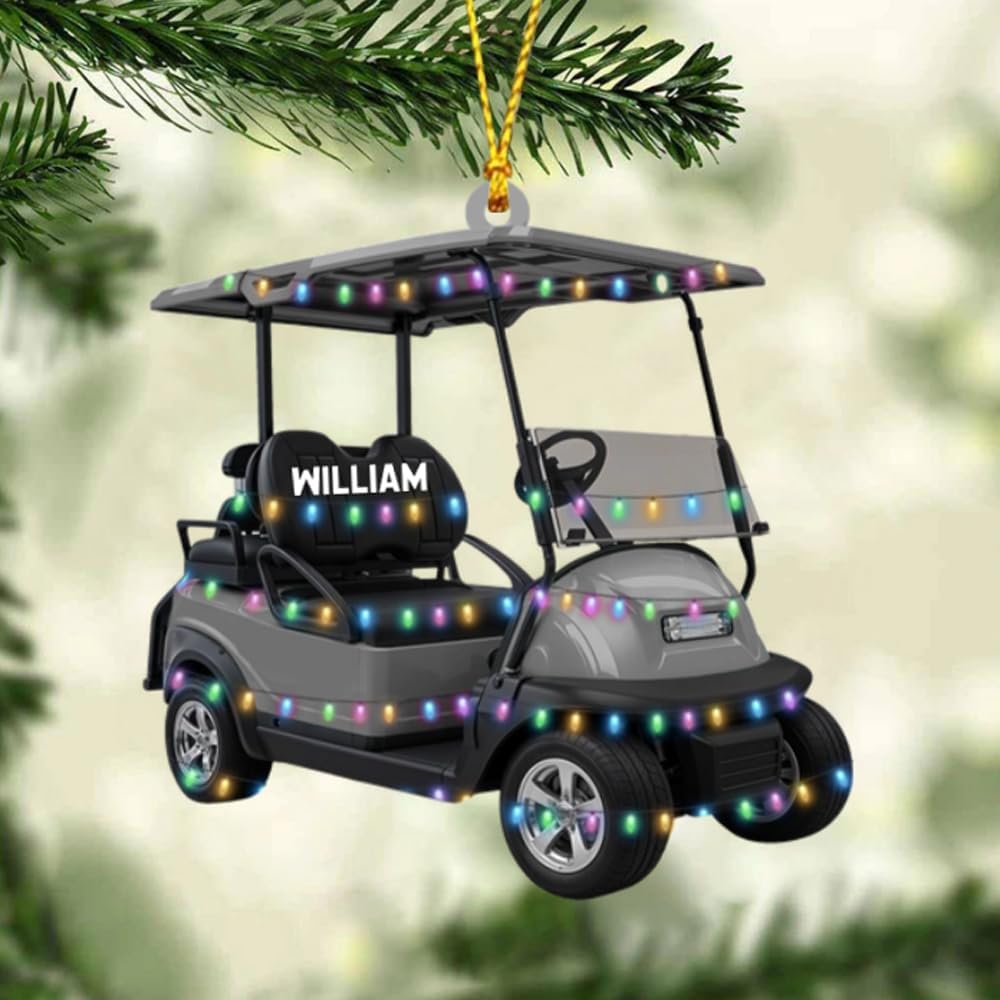 Personalized Golf Car Christmas Ornament, Christmas Ornament, Golf Cart Family, Golf Ornament, Golf Cart Ornament, Golf Christmas Ornaments, Golf Ornaments for Christmas Tree Gift for Golf Lovers/2