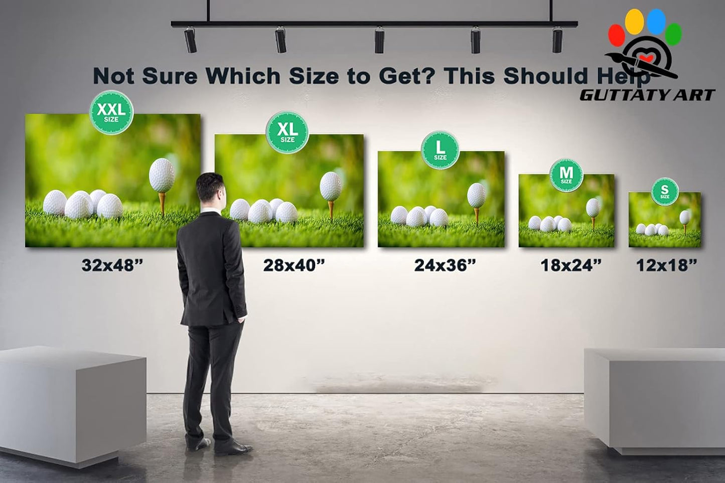 Canvas Wall Art, Golf Wall Art Painting Prints for Living Room Wall Decor, Golf Balls Close Up Detail Poster Picture for Bedroom Decor, Framed Artwork for Office Home Decoration 12x18 Inches