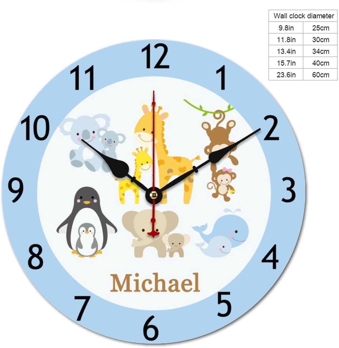 Golf Ball Personalized Name Wall Clocks Battery Operated 12 inch Clocks Decorative Silent Kids Wall Clock with Name Custom Kids Birthday Gifts Children Room Decor, Style-13, 280ol7t4cp70