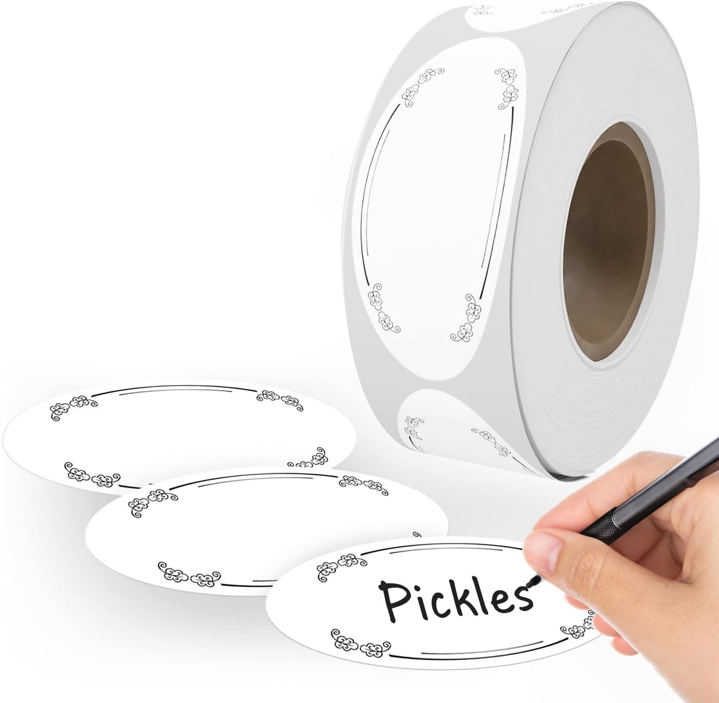 MESS Dissolvable Canning Labels - 1x2.25 in, 150/Roll - Removable Mason Jar Labels - Jam, Preserves (Leaves)