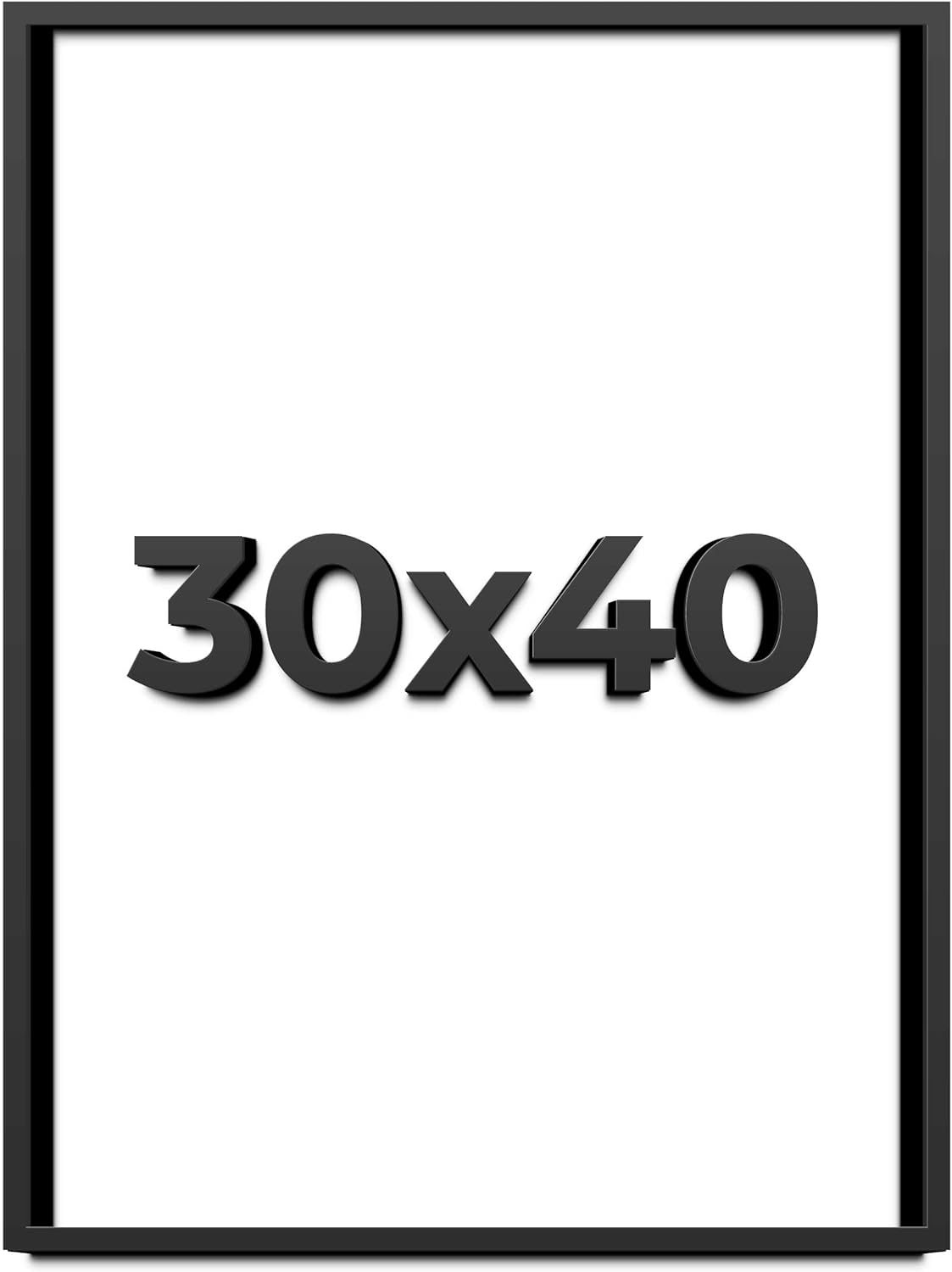30x40 Shadow Box Black Solid Wood Display Frame with White Acid-Free Backing UV Acrylic & Hanging Hardware - with 3/4" Usable Depth