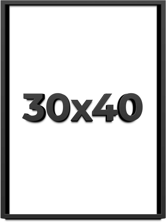 30x40 Shadow Box Black Solid Wood Display Frame with White Acid-Free Backing UV Acrylic & Hanging Hardware - with 3/4" Usable Depth