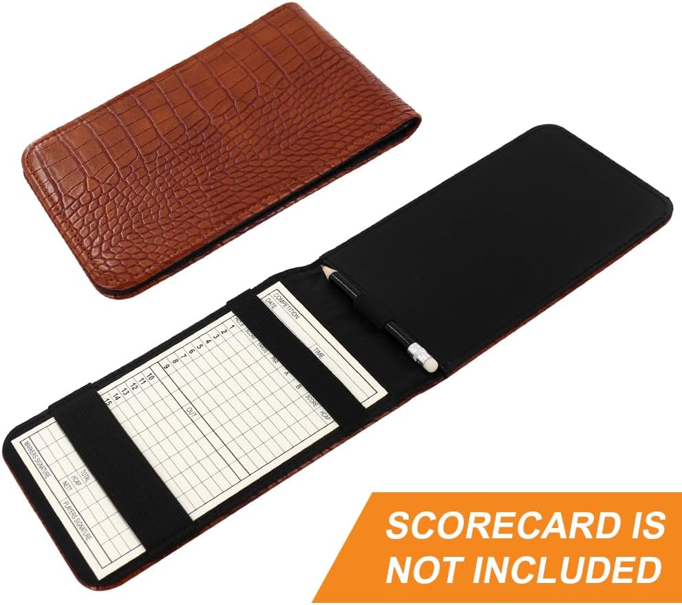 Myartte Golf Scorecard Holder Cover Yardage Book Cover with Golf Ball Marker and A Free Pencil 4.5 × 7.5 inches Black Blue Pink Multi-Color