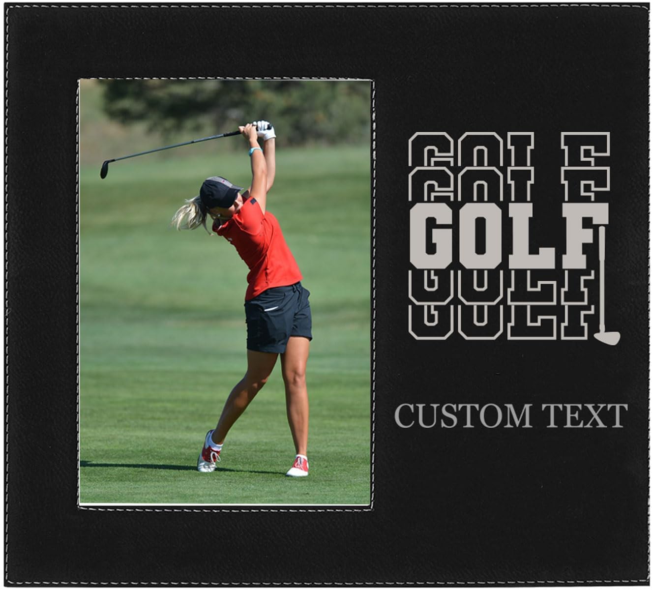 Golf Golf Golf Faux Leather Black Leatherette Personalized Group Picture Family 4x6 Custom Portrait Vertical Kid's Photo Customized Frame