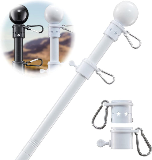 Flag Pole Holder for Outside House - 6ft Heavy Duty Metal House Flag Pole Kit, Tangle Free Spinning Flagpole for Outdoor Porch Residential Decoration - White