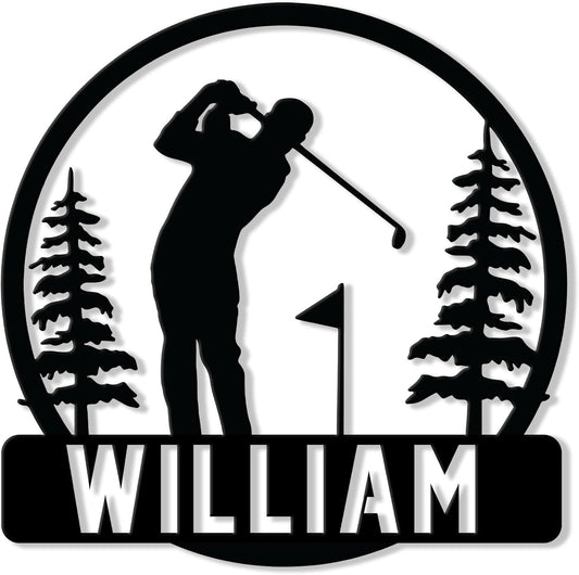 Personalized Golf Metal Sign – Custom Golfer Name Wall, Fence, Yard, Porch, Patio, Home, Office, or Man Cave Decor, Gift for Dad, Husband, Boyfriend, Son, or Golf Lover on Birthday or Holiday