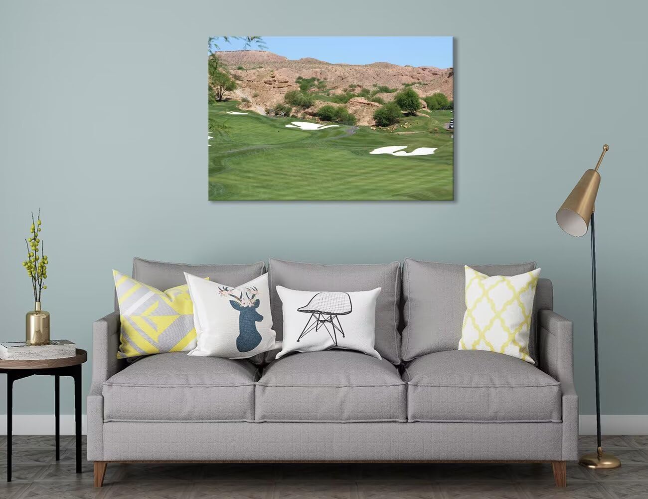 Canyons Golf Desert Wall Art for Living Room Bedroom Bathroom Hoem Decorations Golf Course Picture Poster Framed Artwork Canvas Prints Ready to Hang(12''H x 16''W)