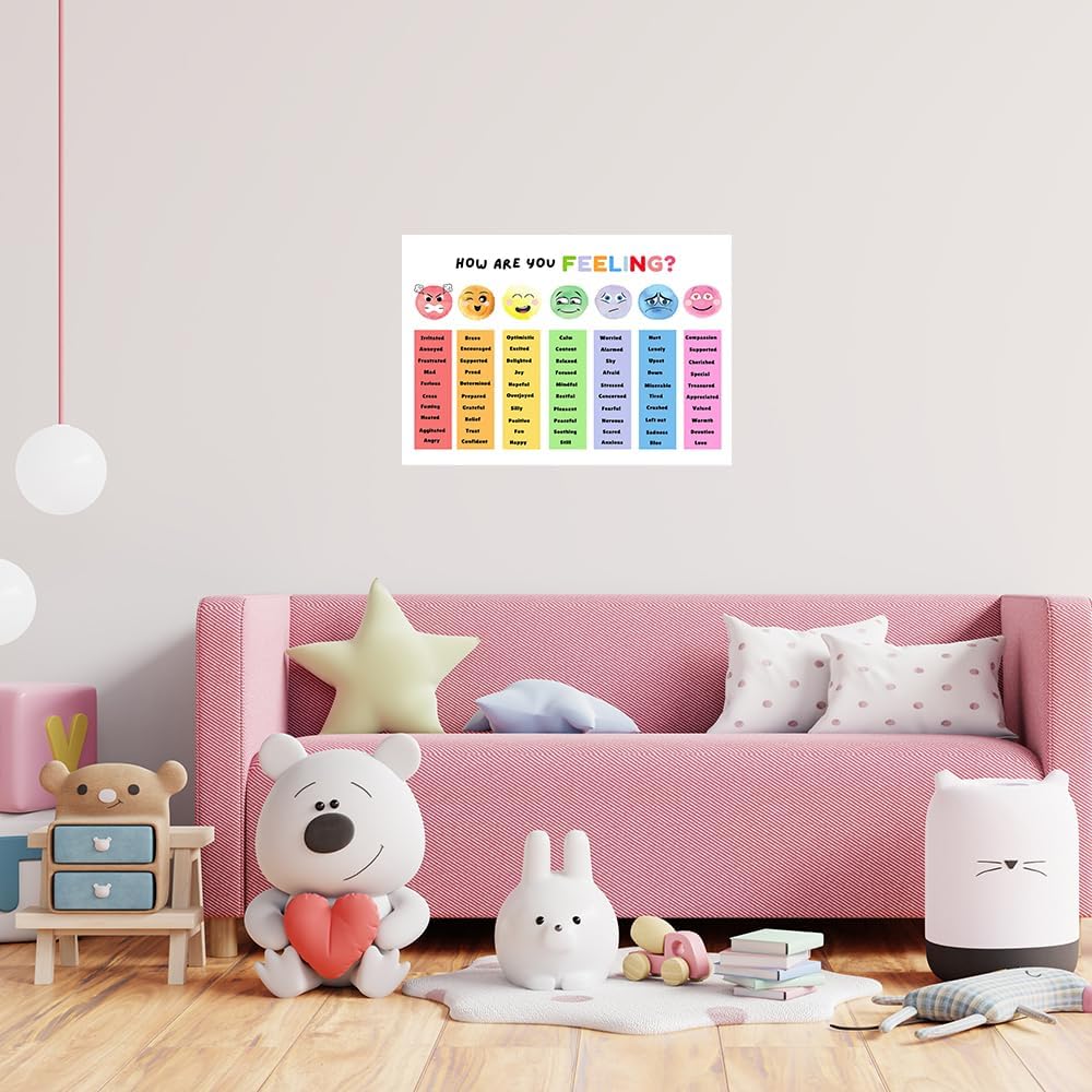 uoyien Feelings Chart For kids Mental Health Posters Help Students Understand Emotions Poster Calm Corner Special Education Classroom Decorations Preschool Classroom Supplies Unframed 16x24in