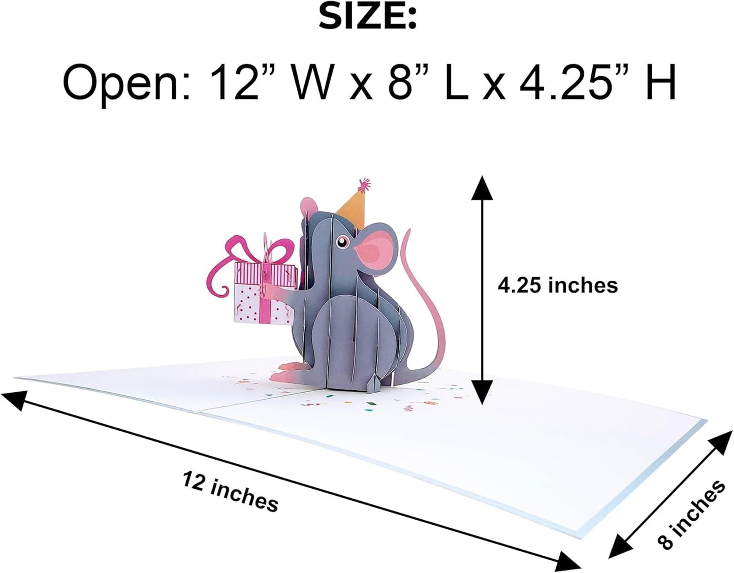 iGifts And Cards Cute Happy Mouse Birthday Pop Up Greeting Card - Awesome, Best Wishes, Congratulations, Celebration, Feliz Cumpleaños, Cheerful, Presents, Cool, Kid, Wow
