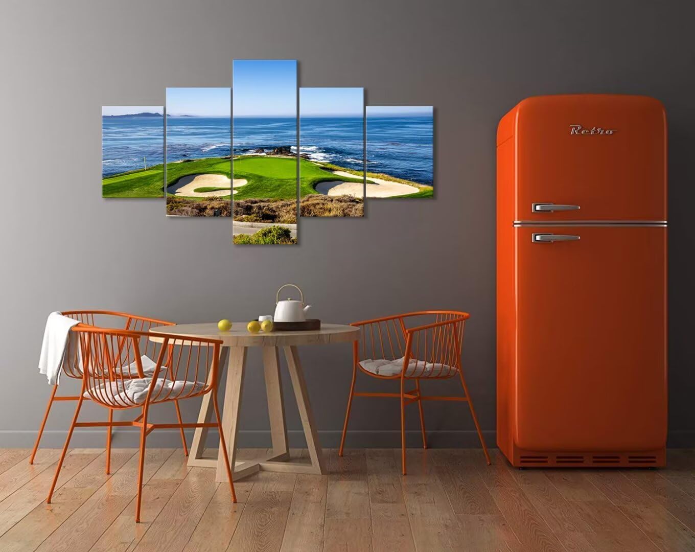 chenchenArt USA California Golf Course Wall Art Picture Golf Course Wall Decor for Living Room Bedroom Home Decorations Golf Artwork Canvas Prints Framed Ready to Hang(60''W x 32''H)