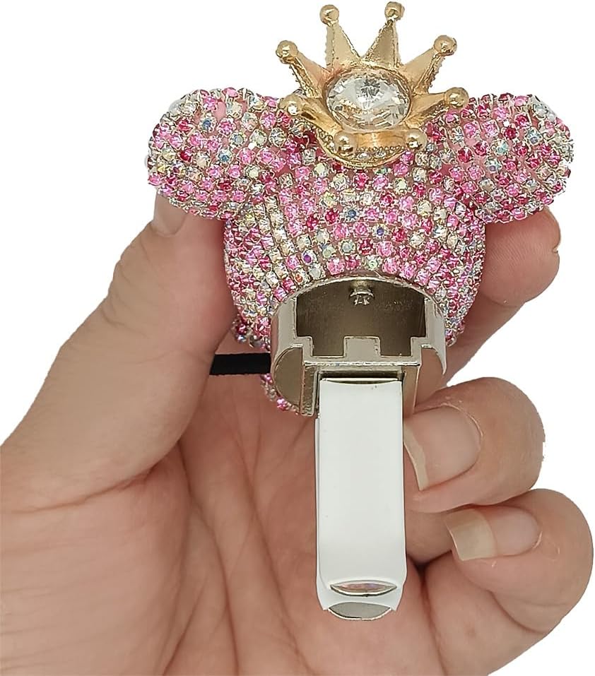 Handmade Bling Rhinestone Bear Car Air Freshener Cute Ornaments Car Vent Clips Accessories Perfume Clip Aromatherapy Diffuser Fragrance Cotton Pad Car Interior Decoratio Women Girl (AB Pink)