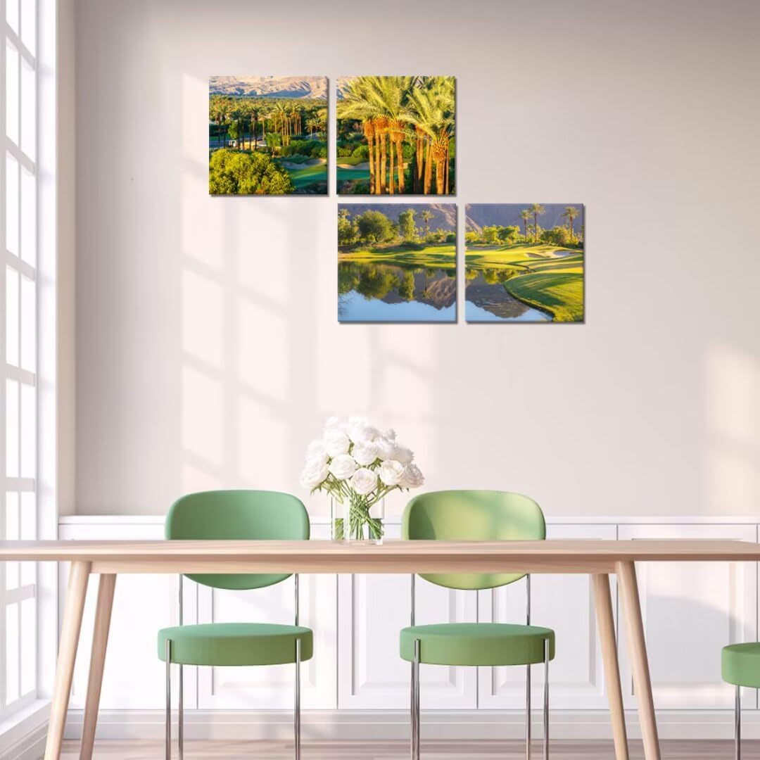 Pankila Indian Wells Golf Course Wall Art USA California Picture Golf Course at in Palm Wall Decor for Living Room Bedroom Office Home Decorations Painting Framed Artwork (12''W x 12''H x 4)