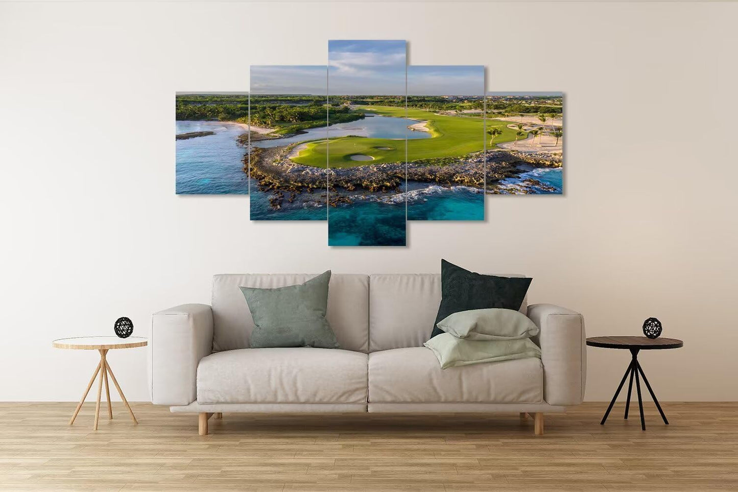 chenchenArt Punta Espada Golf Club Wall Art for Living Room Bedroom Bathroom Home Decorations Golf Course Pictures Posters Canvas Prints Modern Artwork Framed Ready to Hang(50''W x 24''H)