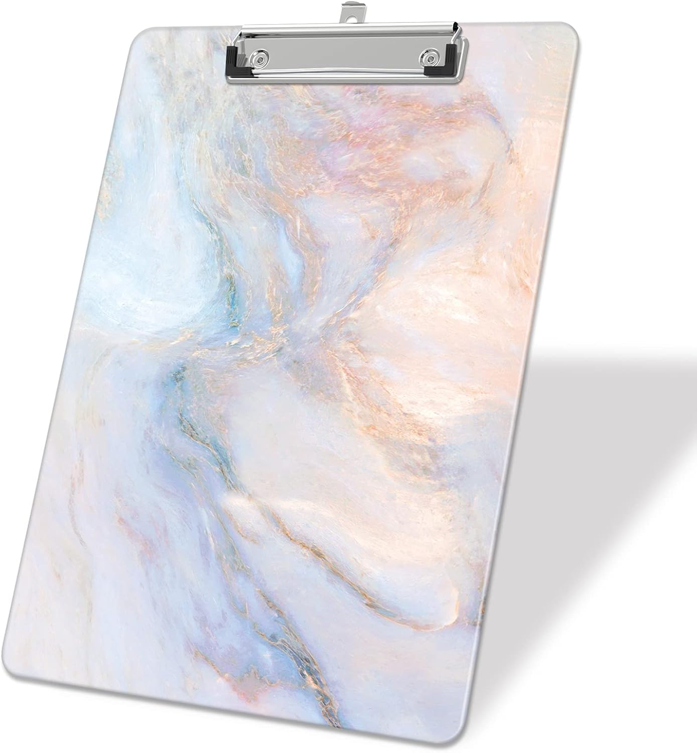 Plastic A4 Clipboards, Cute Clip Board Stardard Letter Size 9 x 12.5 in, Office Decorative for Students Women Men and Kids, Cute Marble