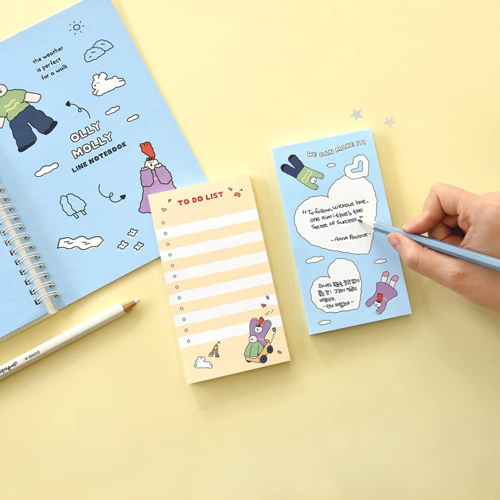 Monolike Memopad Olly Molly Weekend SET - 4 Packs, 4 Different Designs, 80 Sheets Per Pad, Total 320 Sheets, Note pads, Writing pads, 80x148mm