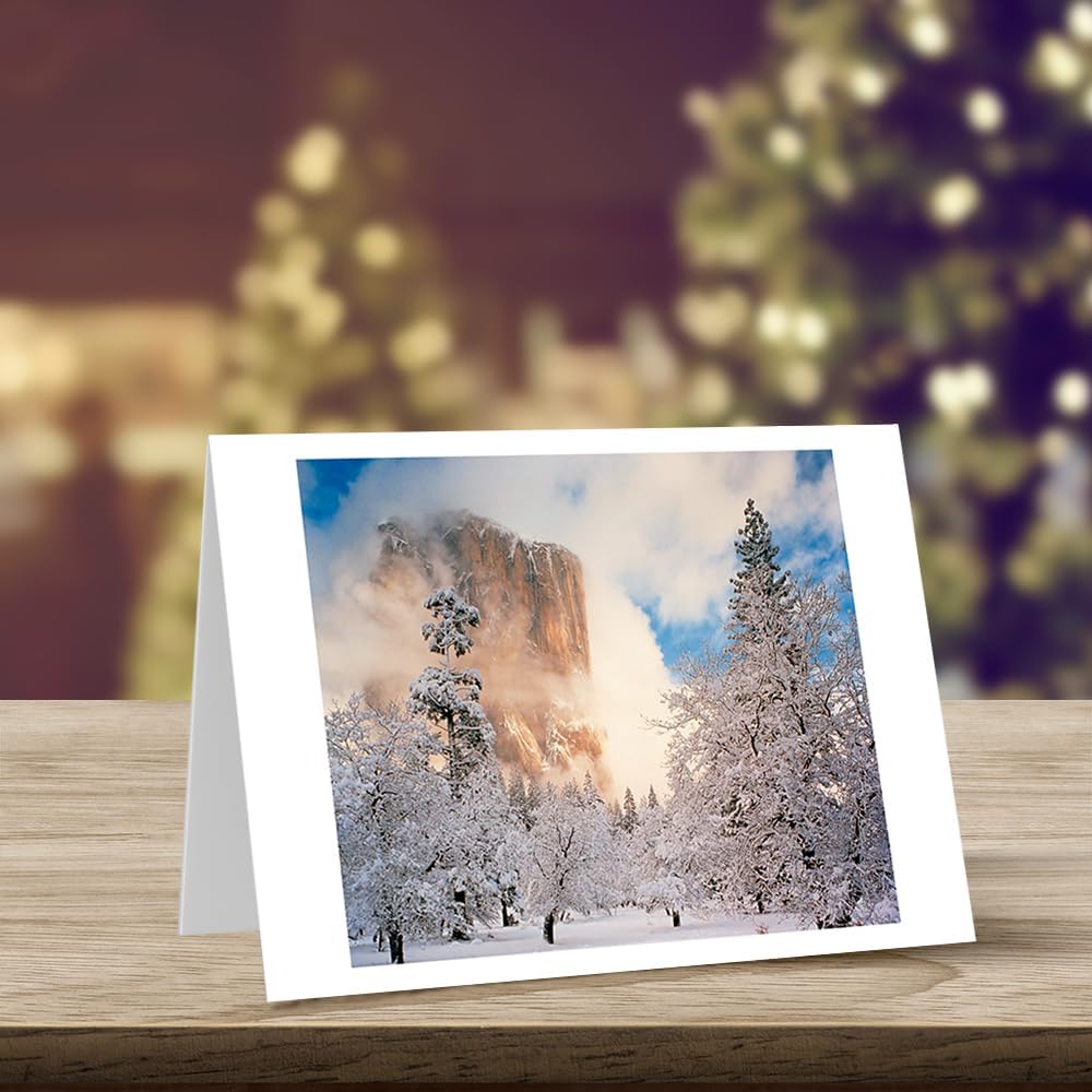 Photographic Season’s Greetings Cards, Winter in El Capitan (6 Cards with White Envelopes)