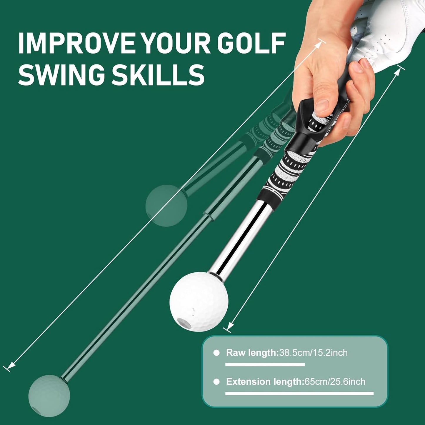 Golf Grip Swing Training Aid - Retractable Click Club Trainer Indoor Practice Warm Up Stick Flexible Telescopic Short Club Tempo Sound Release Trainer Devices