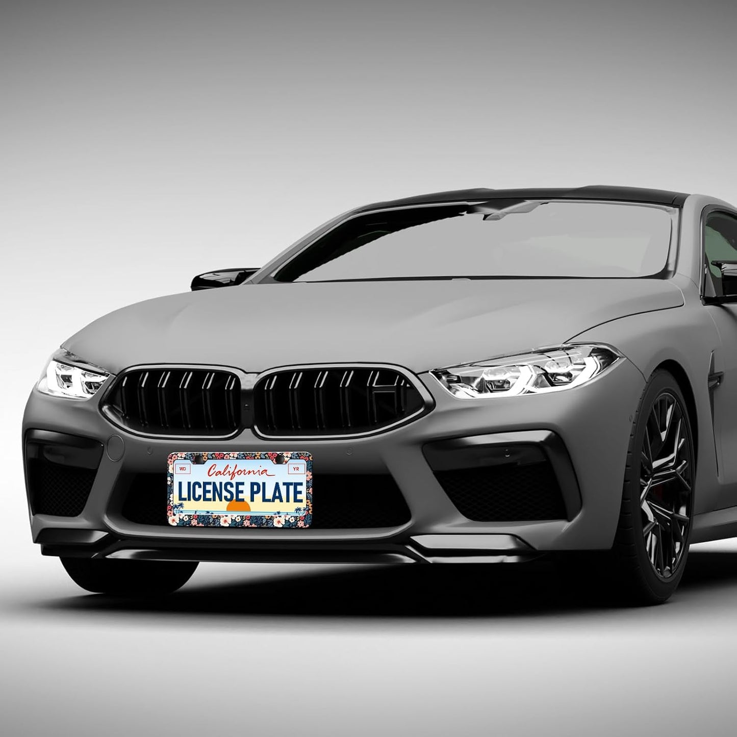 Folk Floral Flower License Plate Frames - 2 Pack Colorful Flowers License Plate Holder Covers for Women, Aluminum Metal Rust-Proof Waterproof Car Tag Frame with Screws Fasteners Caps