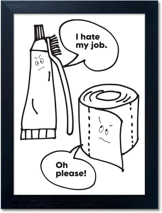 Funny Bathroom Decor Bathroom Prints Painting for Wall Black and White Cnvas Wall Art Framed Washroom Signs