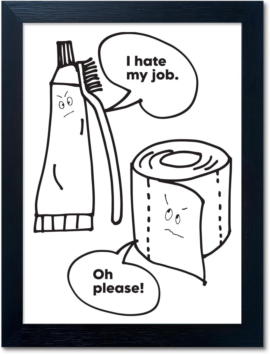 Black and White Bathroom Wall Decor Funny Bathroom Quote Wall Art Framed Cute Canvas Print Pictures Artwork for Wall