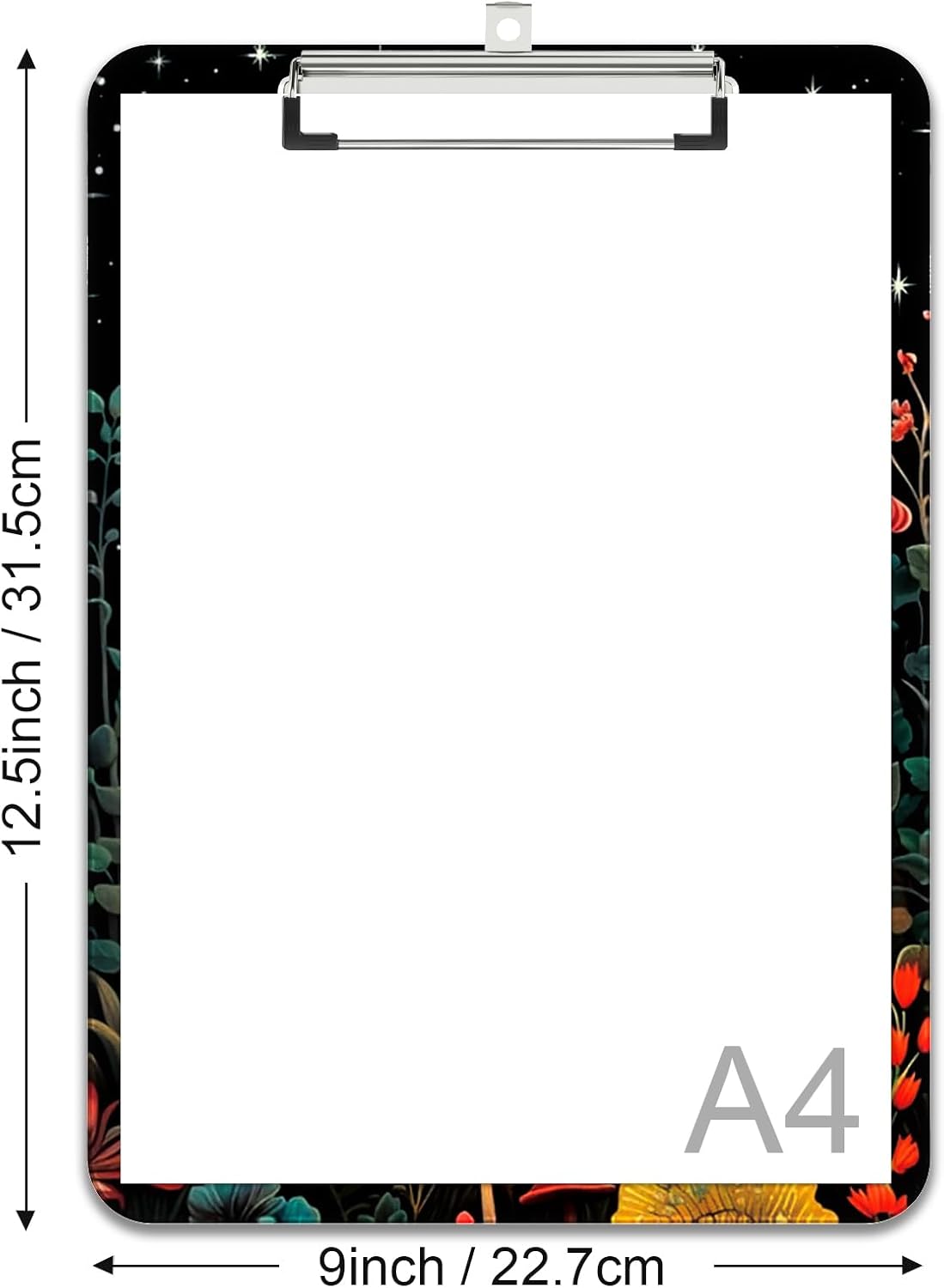 Rimilak Plastic Clipboards with Metal Clip, A4 Letter Size 9 x 12.5 in, Office Decorative for Students Women Men and Kids, Cute Custom Pattern, Red Mushroome