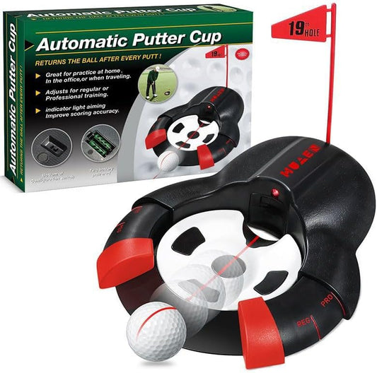 Golf Automatic Putting Ball Return Cup - Auto Returning Golf Cup Training Aid for Indoor/Outdoor Practice