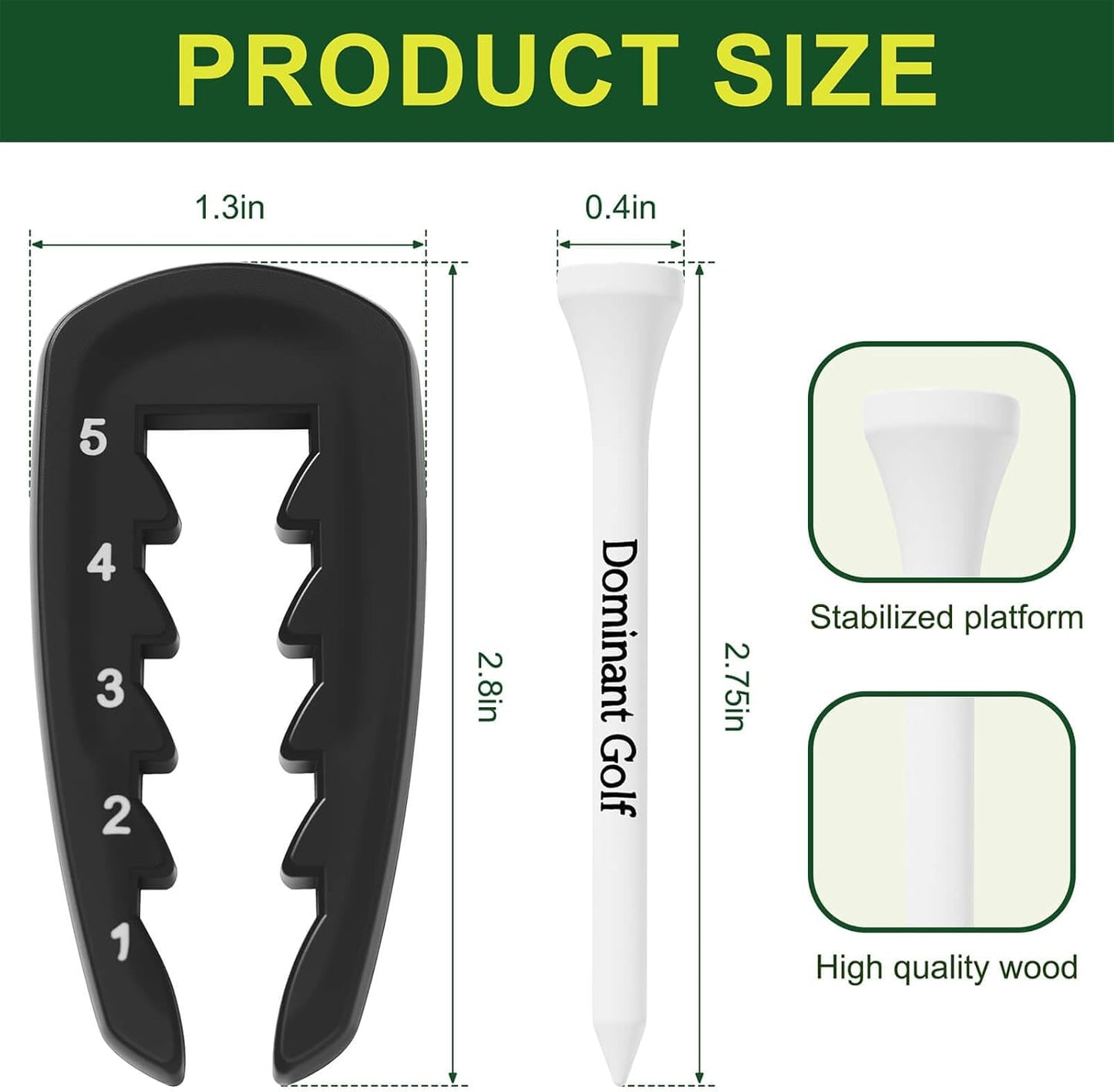 2PCS Golf Tee Height Tool, Tee Height Setter,Golf Height Setter.