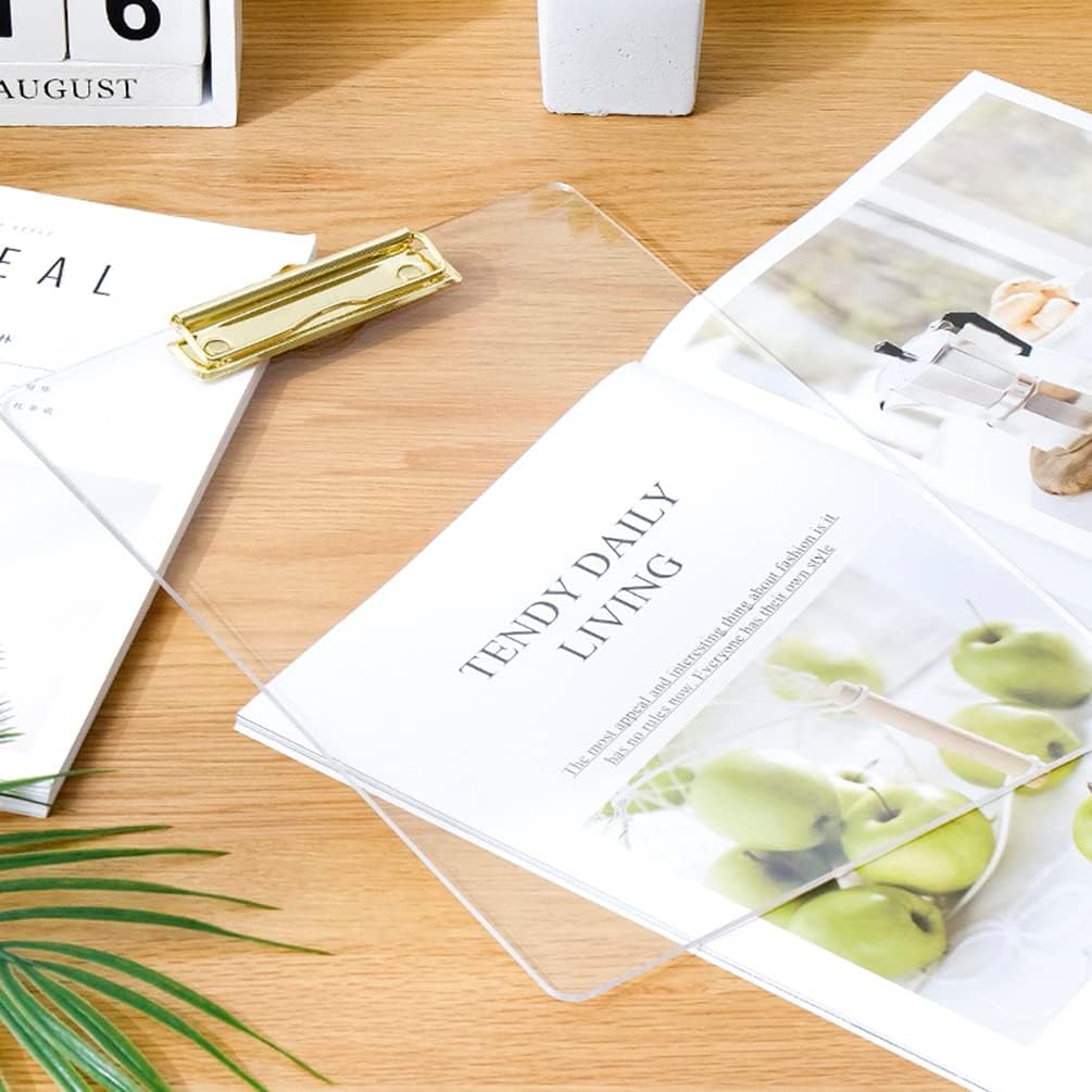 Thick Acrylic Clear Clipboards with Gold Clip 3-Pack, Durable Stylish Clipboards with Low Profile Clip