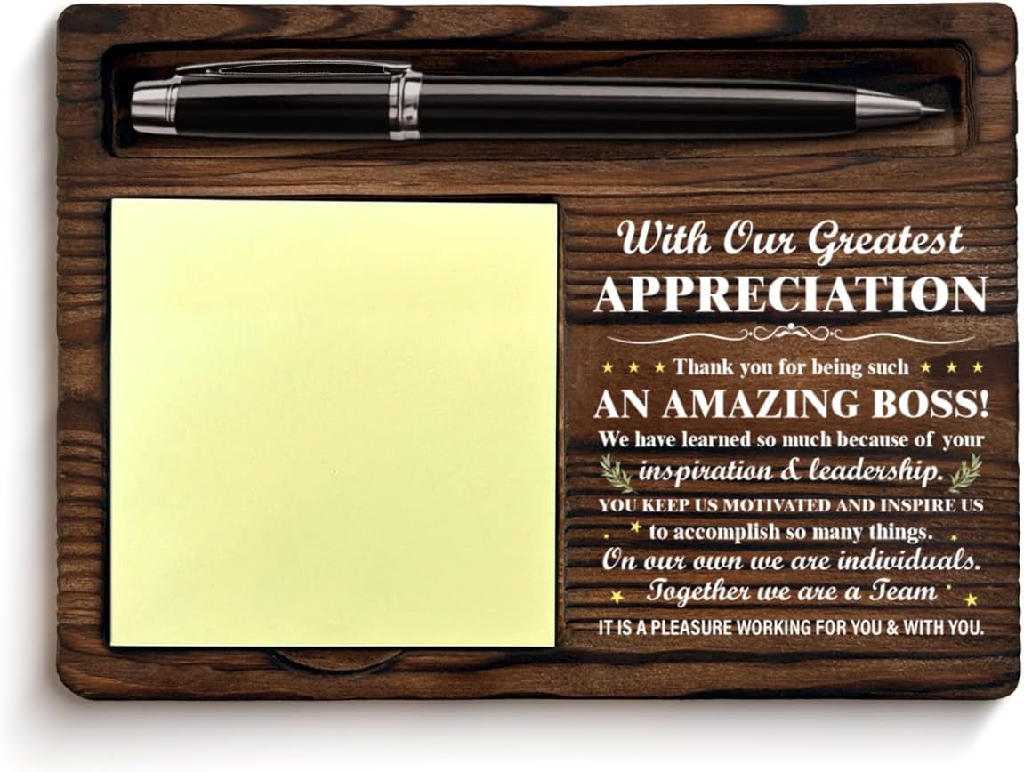 Boss Appreciation Gifts for Men, Thank You Gifts for Boss's Day Retirement Go Away Birthday, Best Boss Gift Self-Stick Note Pad Holders Office Cubicle Decor