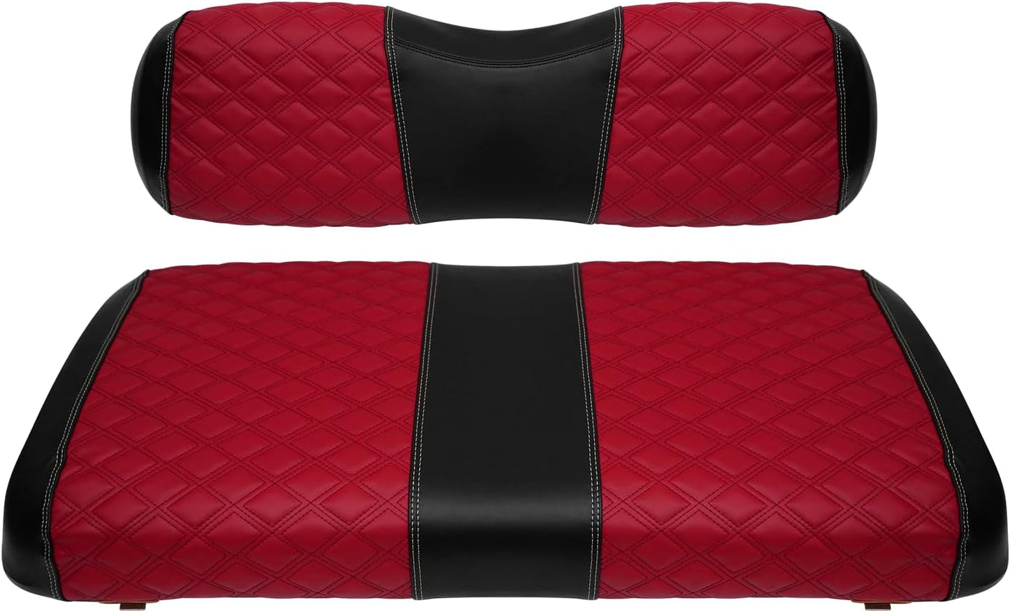 Golf Cart Seat Covers for EZGO TXT 1994-2013 Front OEM Universal Seat Cushion, Marine Grade Vinyl Leather EZGO TXT Seat Covers/Easy to Install-Deep Red (2PCS)