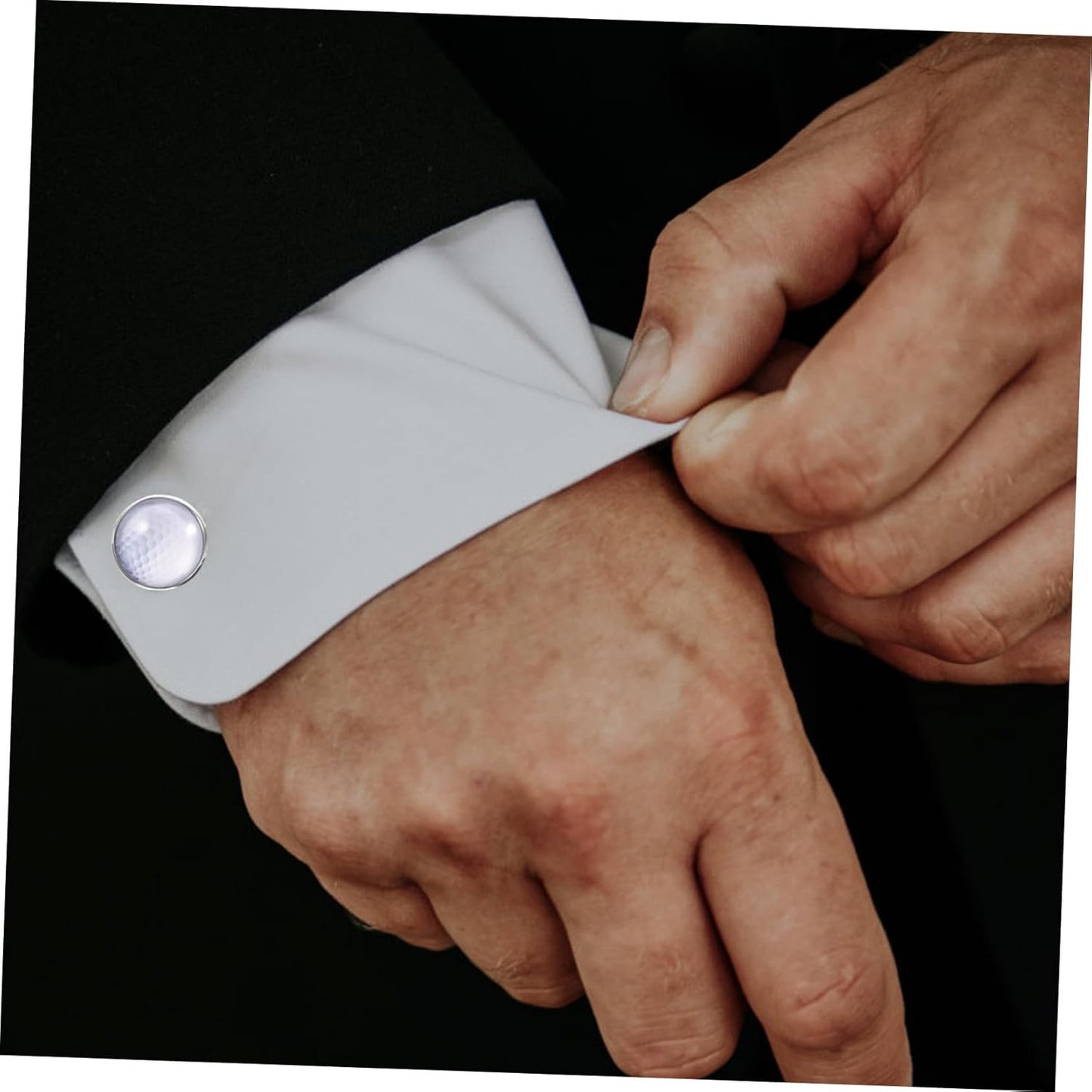 Silver Metal Golf Cufflinks for Men Shirt Accessories with Crystal Glass Gemstone Design Classic and Sturdy Fashion Buttons for Wedding Business and Formal Wear