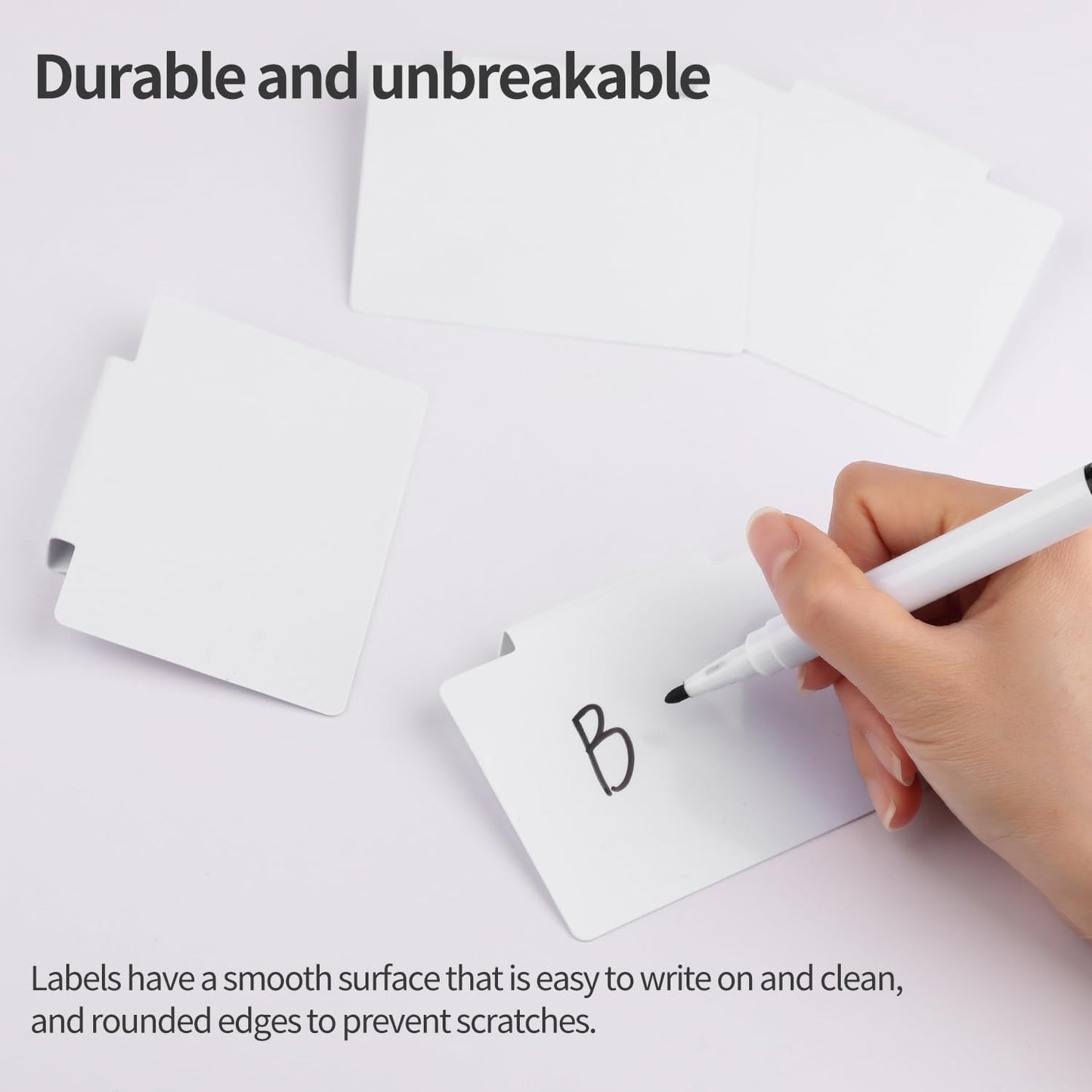 34 Pcs Basket Labels Clip on Set, Include 32 Kitchen Clip Label Holder Removable Storage Bin Labels with 2 Black Marker for Storage Bins Organization Box (White)