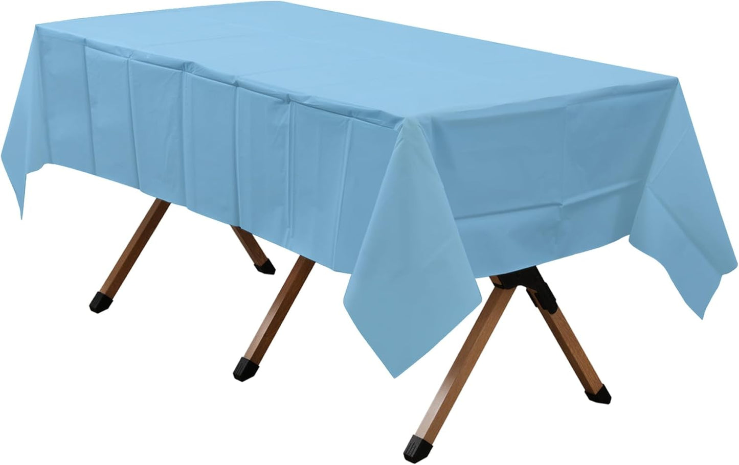 2 Pack Light Blue Premium Plastic Tablecloth Rectangle 54 x 108 Inches Reusable Baby Sky Blue Decorative Table Cover for Dining, Wedding, Party, Indoor and Outdoor use