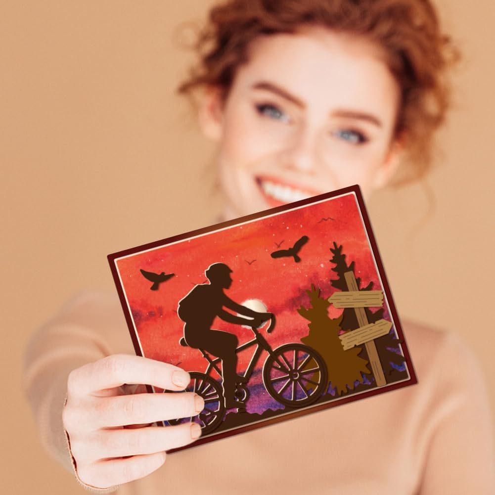 GLOBLELAND Cycling Bicycle Cutting Dies for DIY Scrapbooking Metal Cyclist Rider Cut Dies Bikes and Birds Die Cuts for Card Making Embossing Photo Album Craft Decor