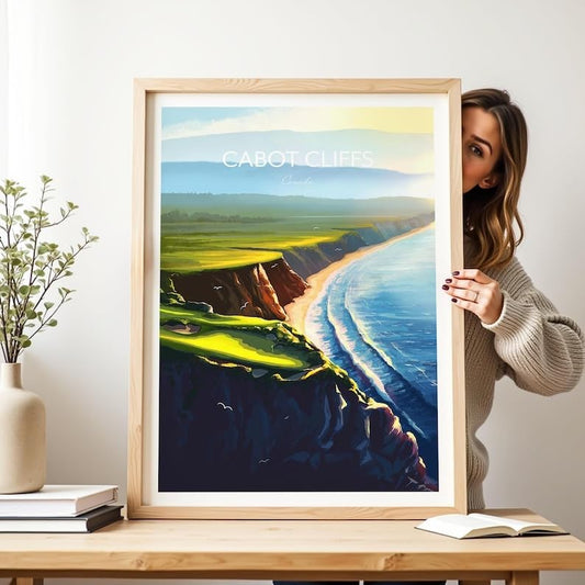 Nationcog Cabot Cliffs Golf Print, 16th Hole - Cape Breton, Canada Golf Poster, Cabot Cliffs Golf Poster, Nova Scotia Golf Course Art, Scenic Coastal Golf Print (Unframed) (24x36)