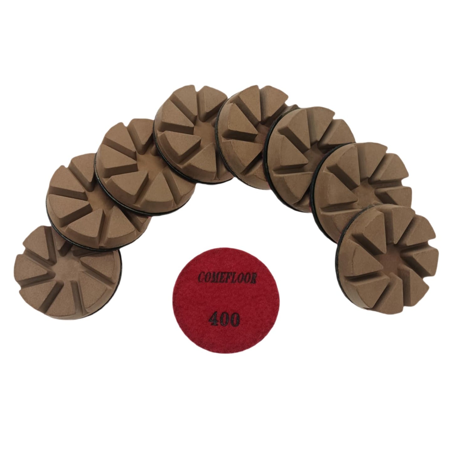 Hybrid Diamond Ceramic Polishing Pucks, Aggressive Concrete Terrazzo Floor Hook n Loop Grinding Pads, 3 Inch Long Using Life Transitional Discs,400# 9PCS