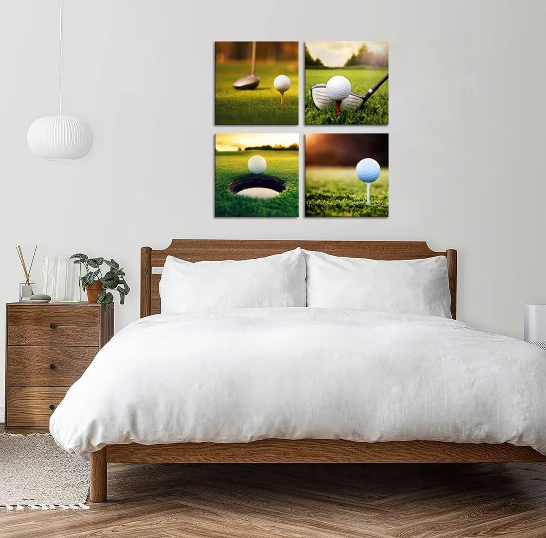 Pankila Golf Wall Art Sunrise Golf Pictures Canvas Prints Golf Course Wall Decor for Living Room Bedroom Bathroom Home Decorations Painting Framed Artwork Ready to Hang (24''W x 24''H x 4)