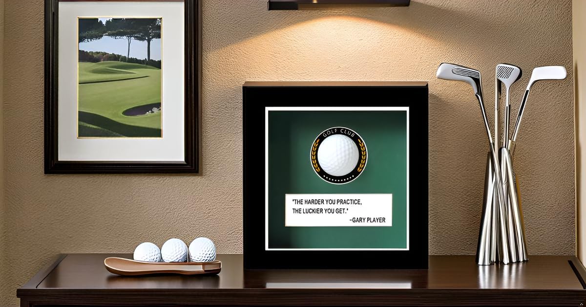 Golf Ball Display Case,Golf Ball Show Box,6.9"X6.9"Wood Display Case Box Shadow Box,Golf Ball Holder Gift for Golf Enthusiasts - Golf Ball Display Rack Cabinet for Wall Mount with Glass Door,Black.