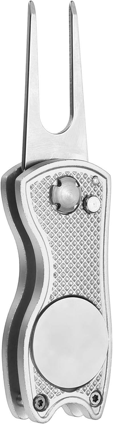 PATIKIL Golf Divot Repair Tool Foldable Metal Golf Green Divot Tool with Magnetic Ball Marker