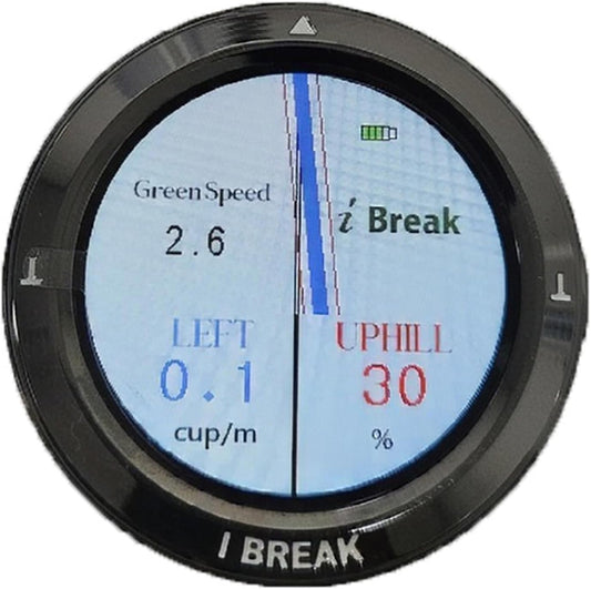 iBREAK-Digital Golf Green Reader, Informing Putting Direction and Uphill/Downhill Percent in Real time, Titanium Silver Frame and 1.3inch Color TFT LCD Display, Diameter 1.7inch X Height 0.4inch, 34g