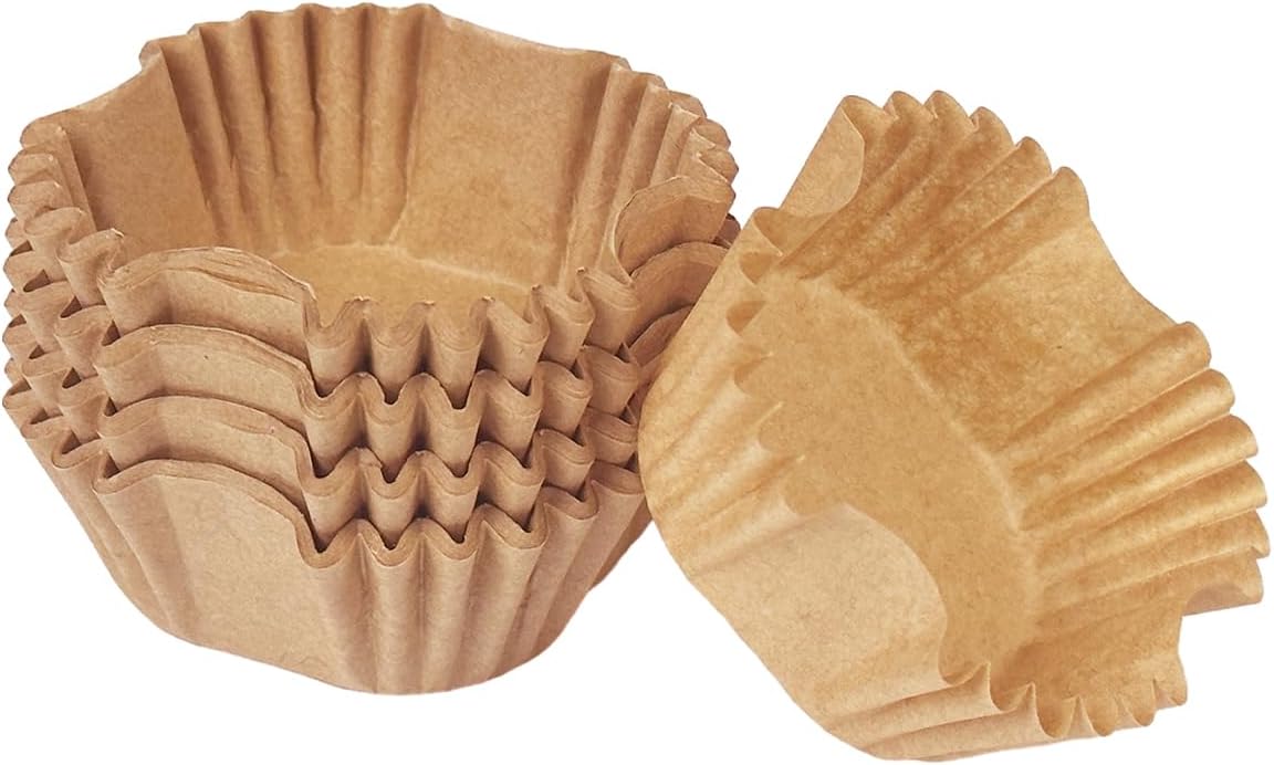 qiqee 500pcs Natural Square Cupcake Liners Muffin Linner No Smell, Food Grade Brown Baking Cups（Standard Size）