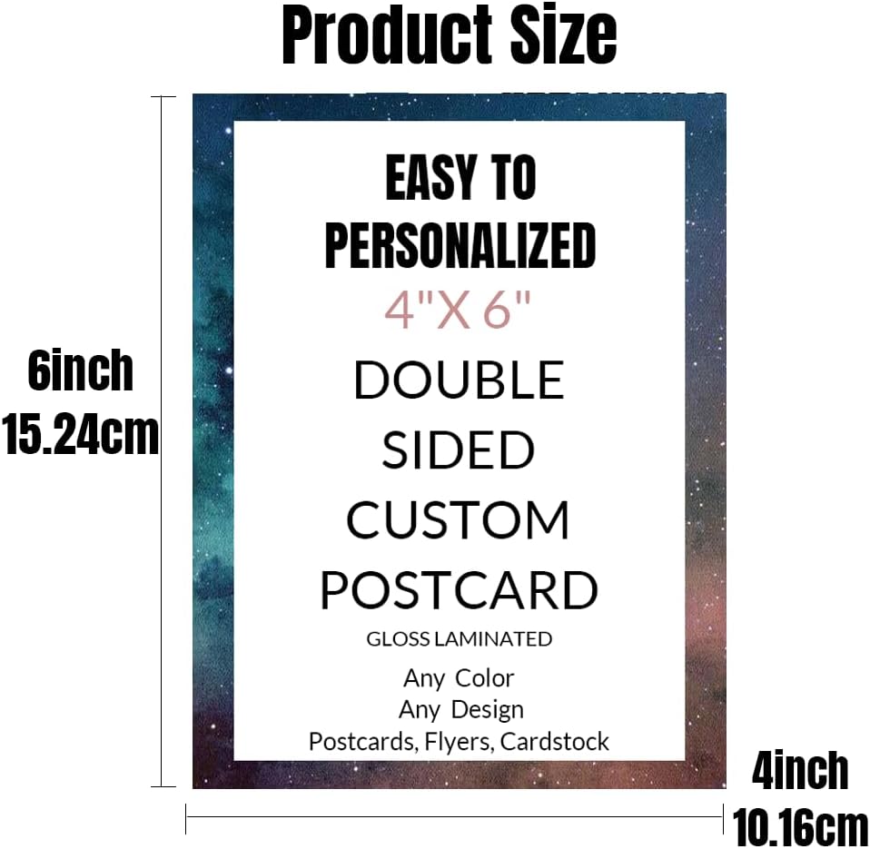 Custom Postcards with Design Personalized Postcards Add Photo/Text/Logo Print Your Own Postcards, Invitations, promotional， Announment Cards, Thank You Cards,2 Sided Thick Gloss Card Stock-200Pcs